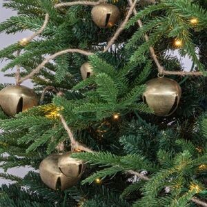 CREATIVE CO-OP NWT metal jingle bell garland -gold finish -76”